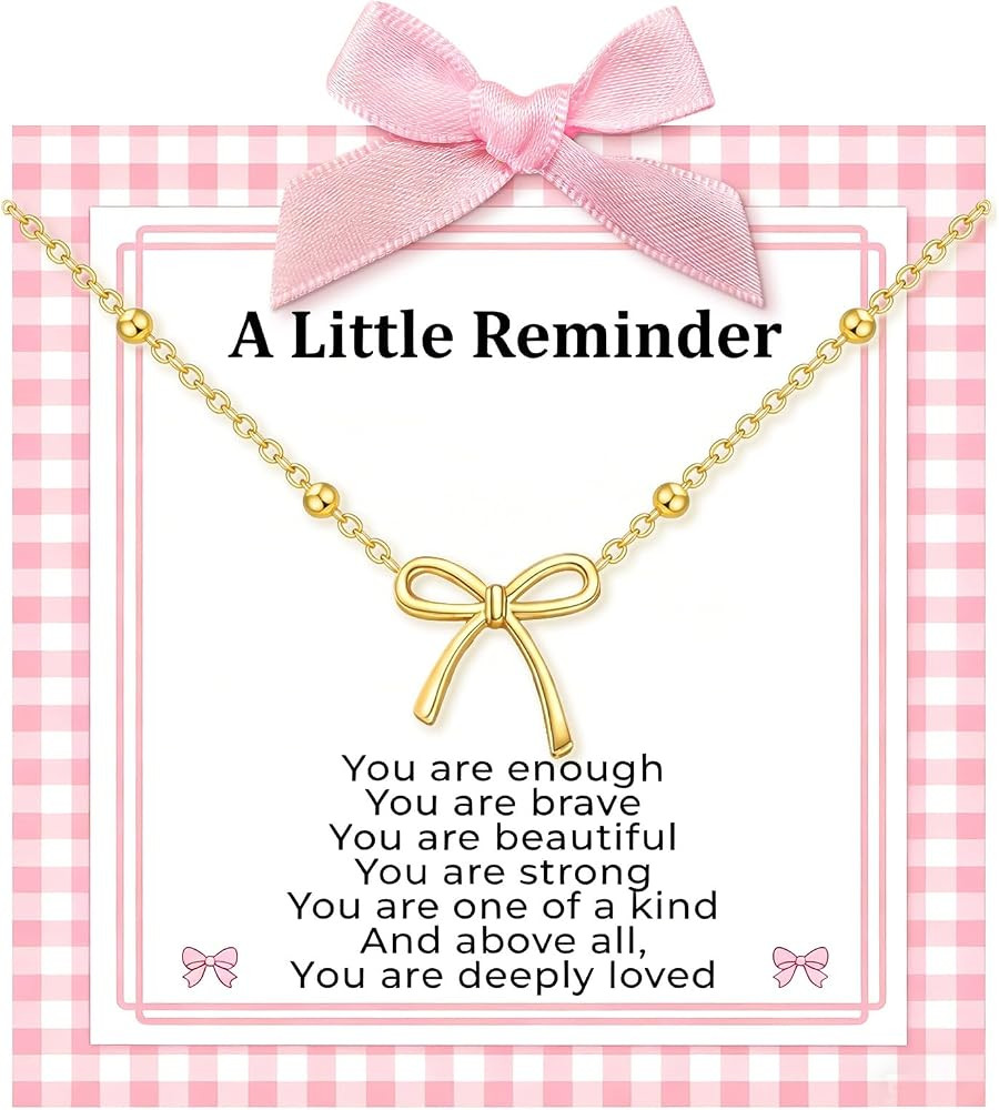 Bow Necklace for Teen Girls Women, A Little Reminder Emotional Support Necklace for Daughters and... | Amazon (US)