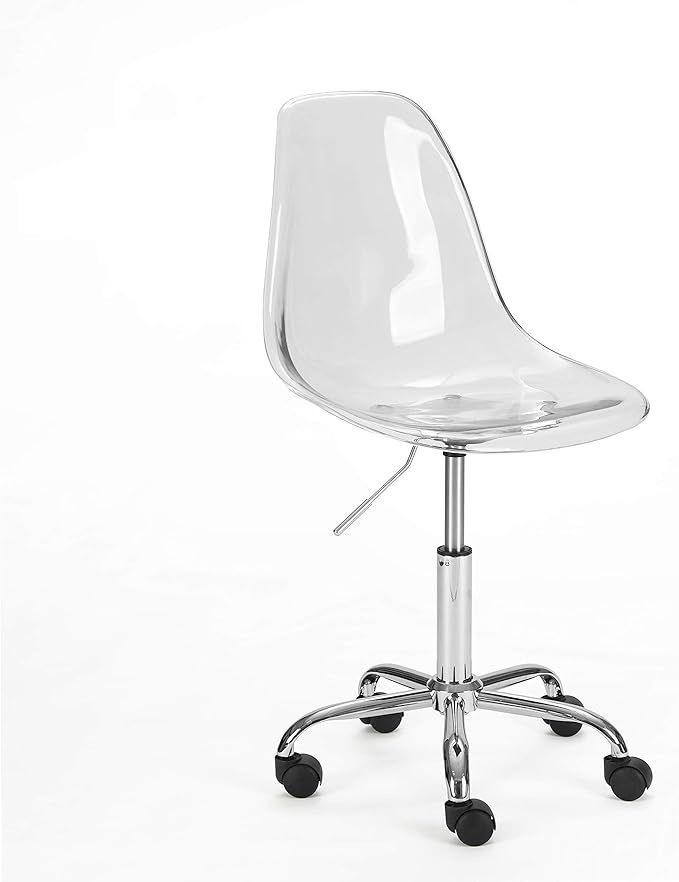 Urban Lifestyle Acrylic Rolling Chair, Clear 21.25D x 19.68W x 34H Inch | Amazon (US)