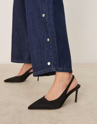 ASOS DESIGN Spicy slingback stiletto mid heeled shoes in black | ASOS (Global)