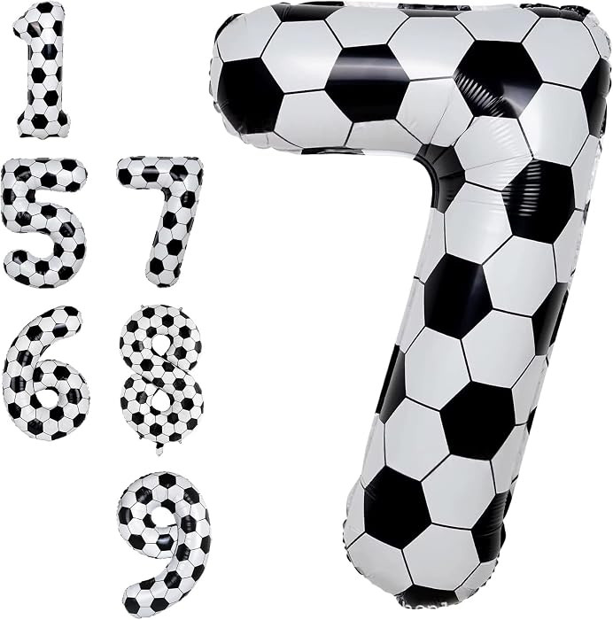 Soccer Number 7 Balloon for Boys, Gaint Soccer 7 Balloon Number, 7th Birthday Decorations, 40 Inc... | Amazon (US)