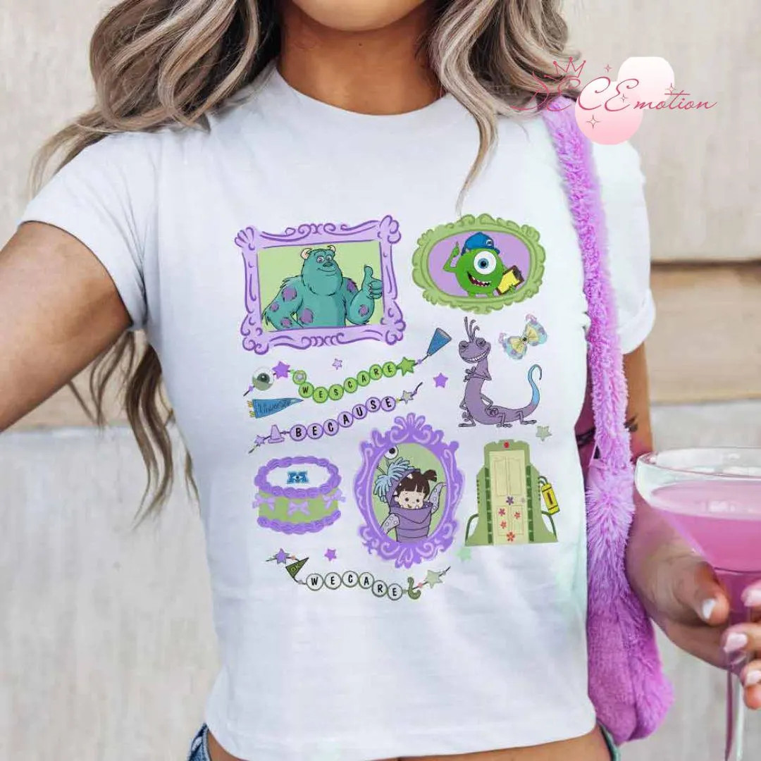 Girly Coquette Bow Bracelets Disney Monsters Inc Baby Tee Crop Top, We Scare Because We Care Mike... | Etsy (US)
