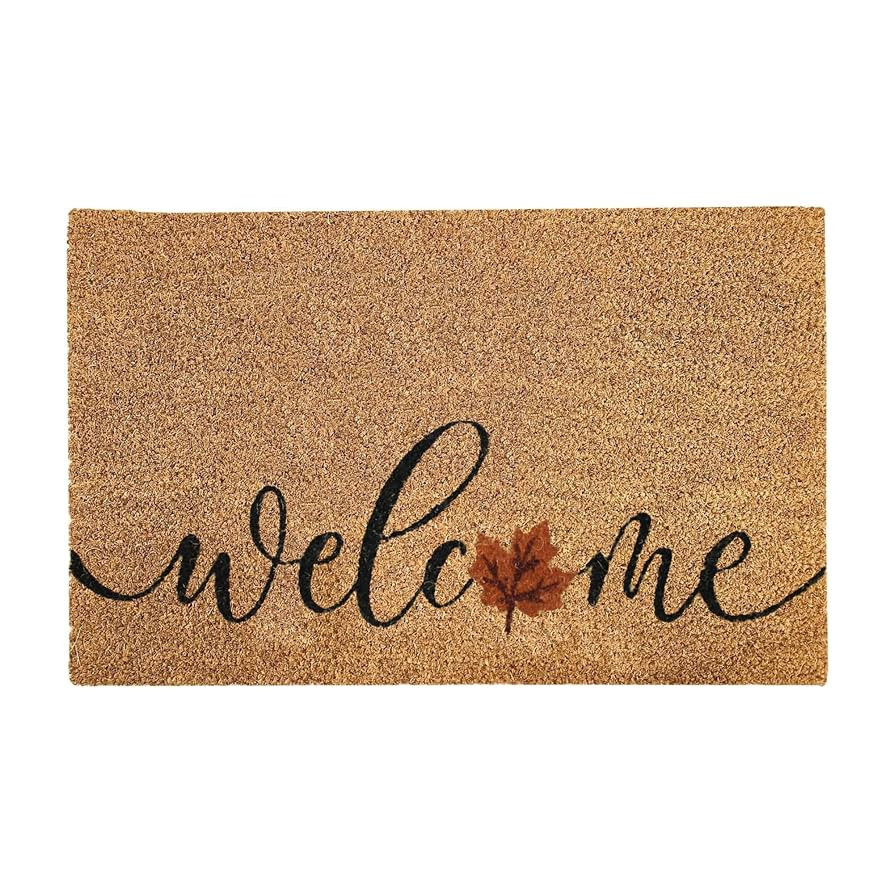 Kashi Home Door Mat Coir Rug - Autumn Decor Printed Leaf 18x28 Non-Slip Doormat, Durable Outdoor ... | Amazon (US)