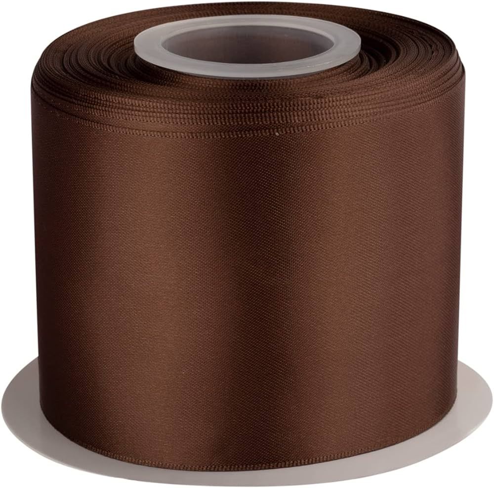 3" Inch Double Faced Satin Ribbon Brown Solid Polyester Craft Ribbon - 25 Yards Perfect for Gift ... | Amazon (US)