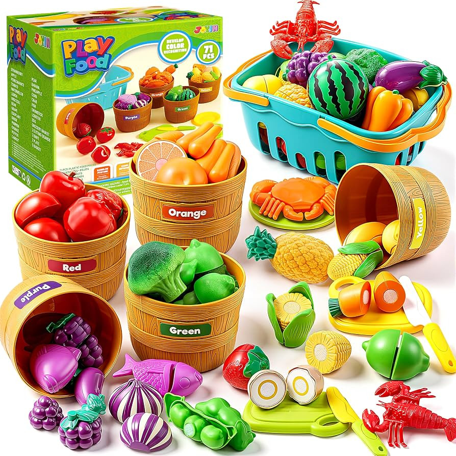 JOYIN Learning Toys Play Food Set for Kids, Cutting Food for Preschool Activities, Play Kitchen A... | Amazon (US)