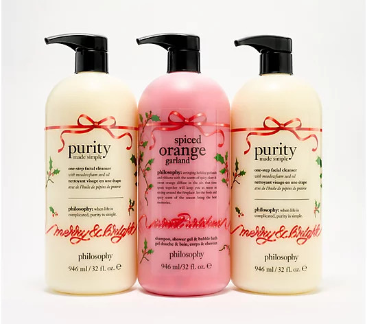 philosophy supersize 32oz holiday purity cleanser duo w/ 32oz shower gel - QVC.com | QVC
