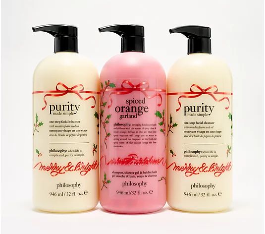 philosophy supersize 32oz holiday purity cleanser duo w/ 32oz shower gel - QVC.com | QVC