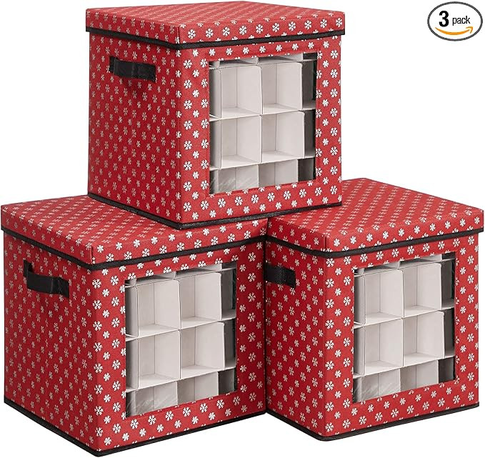SONGMICS Christmas Ornament Storage, Holds 192 Holiday Ornaments, with Lid, Adjustable Dividers, ... | Amazon (US)
