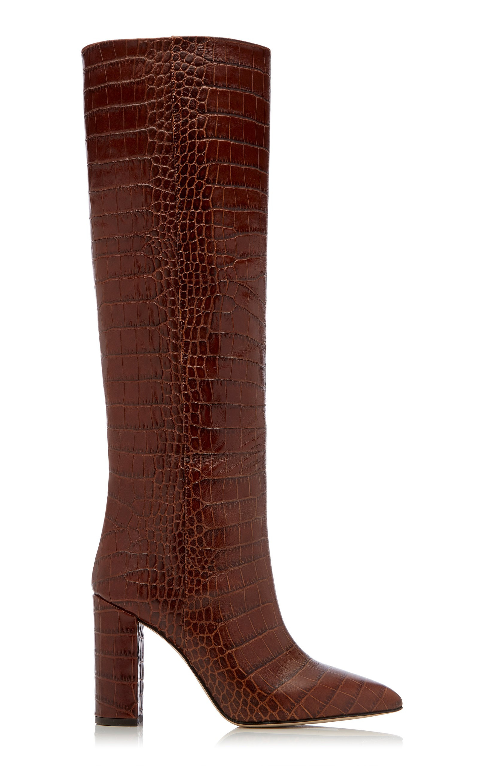Croc-Embossed Leather Knee Boots | Moda Operandi Global