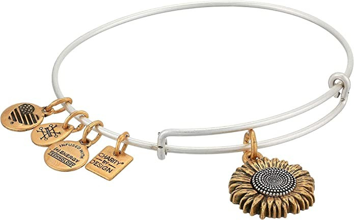 Amazon.com: Alex and Ani Tokens Expandable Bangle for Women, Sunflower Charm, Two-Tone Finish, 2 ... | Amazon (US)