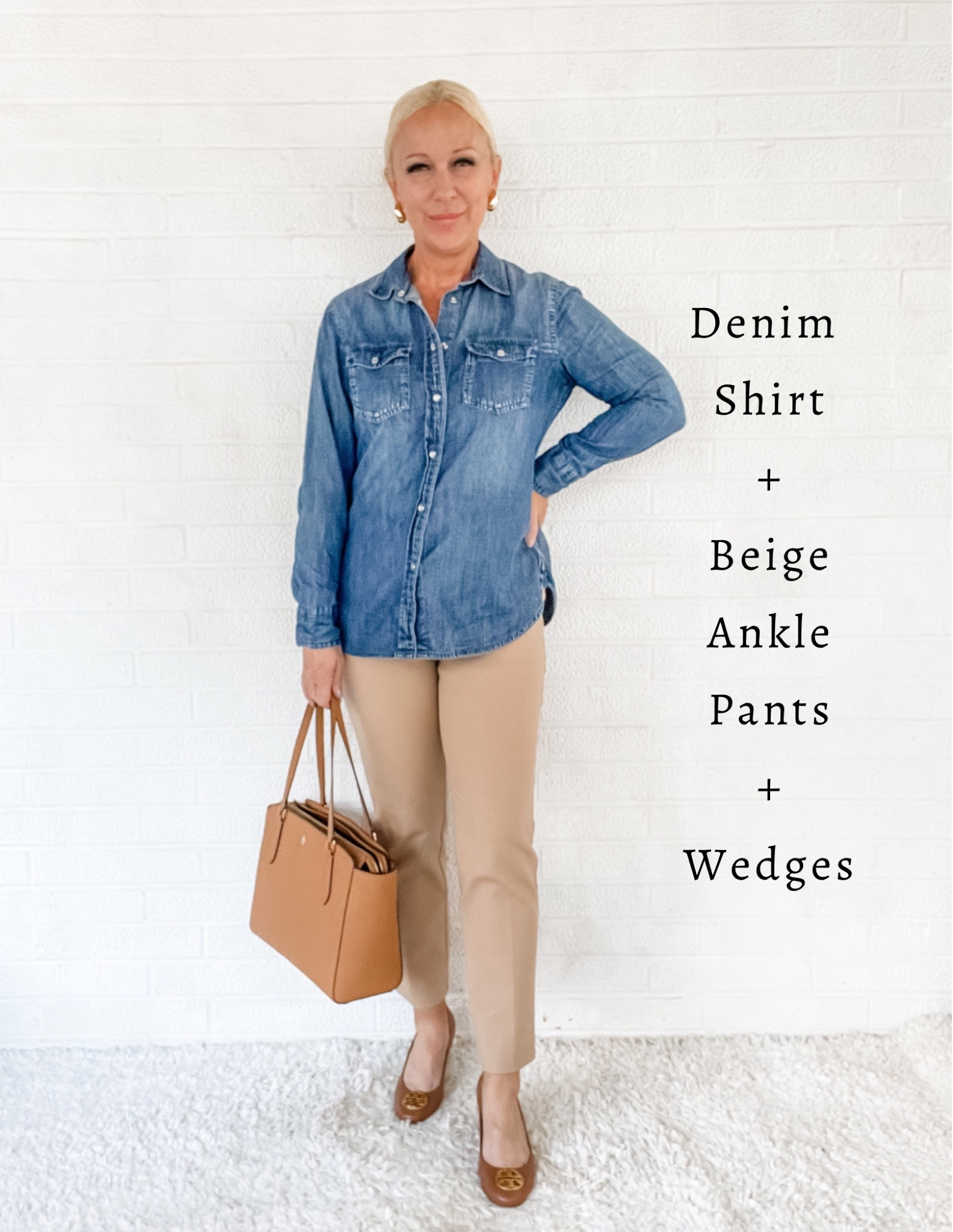 Denim Shirt + Camel Tapered Pants + Wedges = Fall Office Outfit

Fall Fashion 2023 / Fall Outfit / Denim on Denim / Fall Boots / women over 40 / women over 50 / women over 60 / outfit formula

#LTKworkwear #LTKover40 #LTKSeasonal