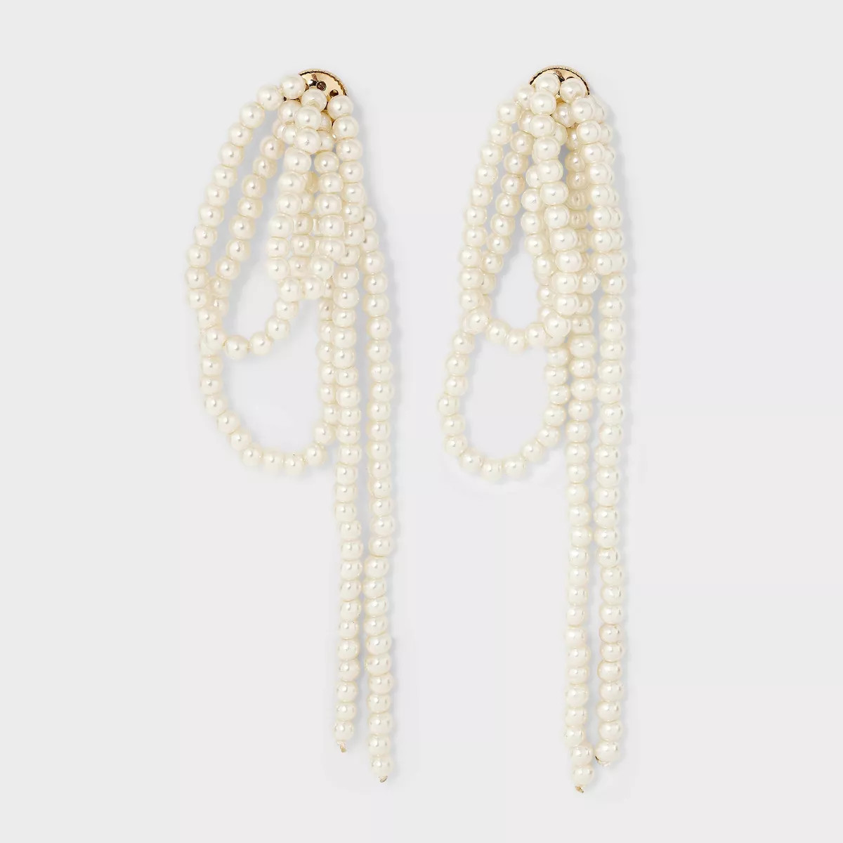 Layered Pearl Linear Post Earrings - Ivory | Target