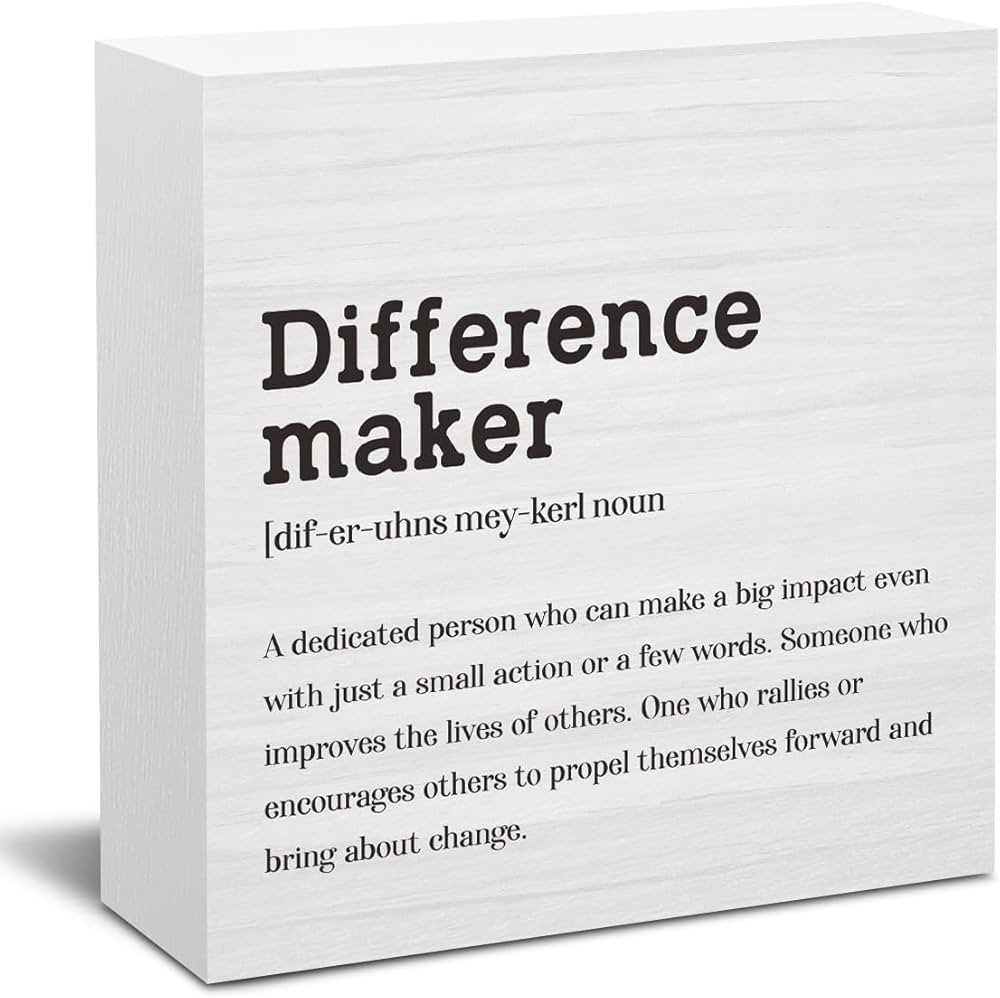 AOZHUO Difference Maker Definition Home Office Decor Wooden Box Sign, Motivational Farmhouse Deco... | Amazon (US)