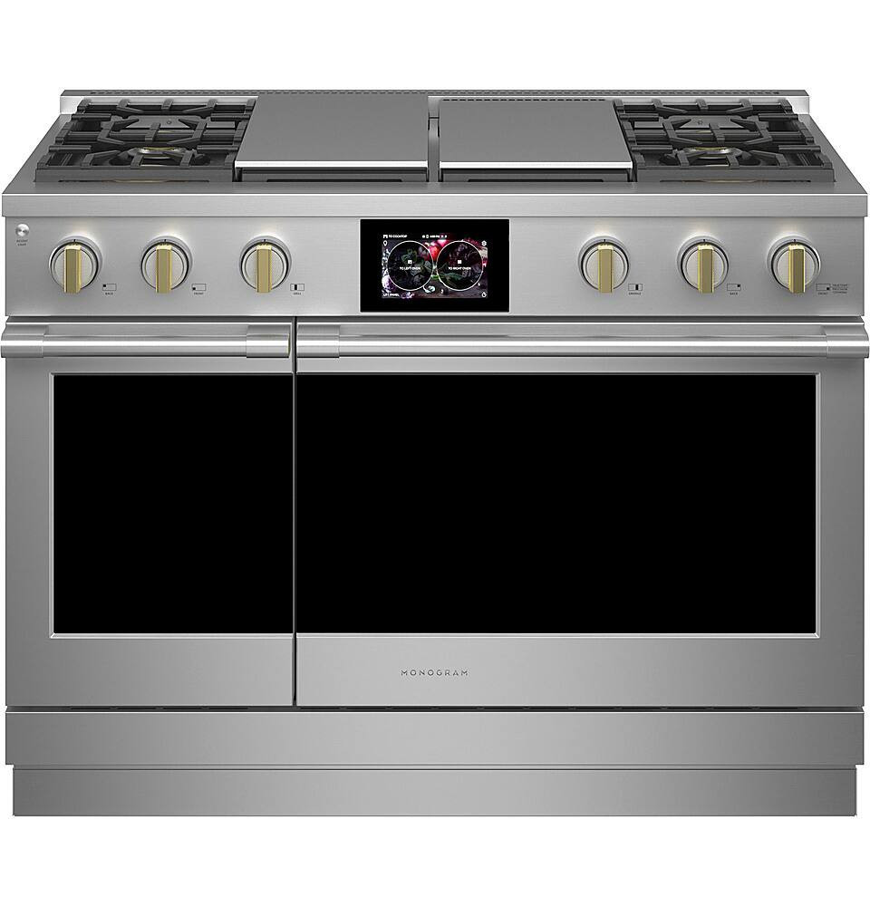 Monogram - 48 in. Wide 6 Burners 8.25 Cu. Ft. Freestanding Double Oven Dual Fuel Convection Smart Range with Self-Clean - Stainless Steel | Best Buy U.S.
