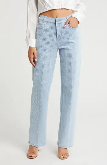 FLYING ANGEL Rhinestone Stretch Jeans in Light Wash at Nordstrom Rack, Size 11 | Nordstrom Rack