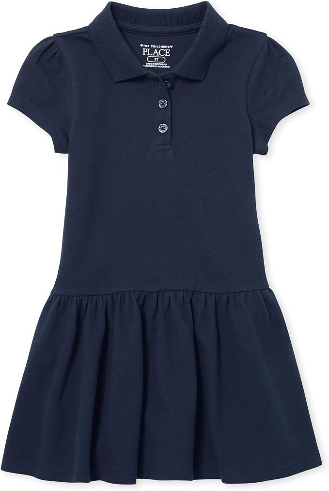The Children's Place Baby Girls' and Toddler Short Sleeve Pique Polo Dress Drop Waist | Amazon (US)