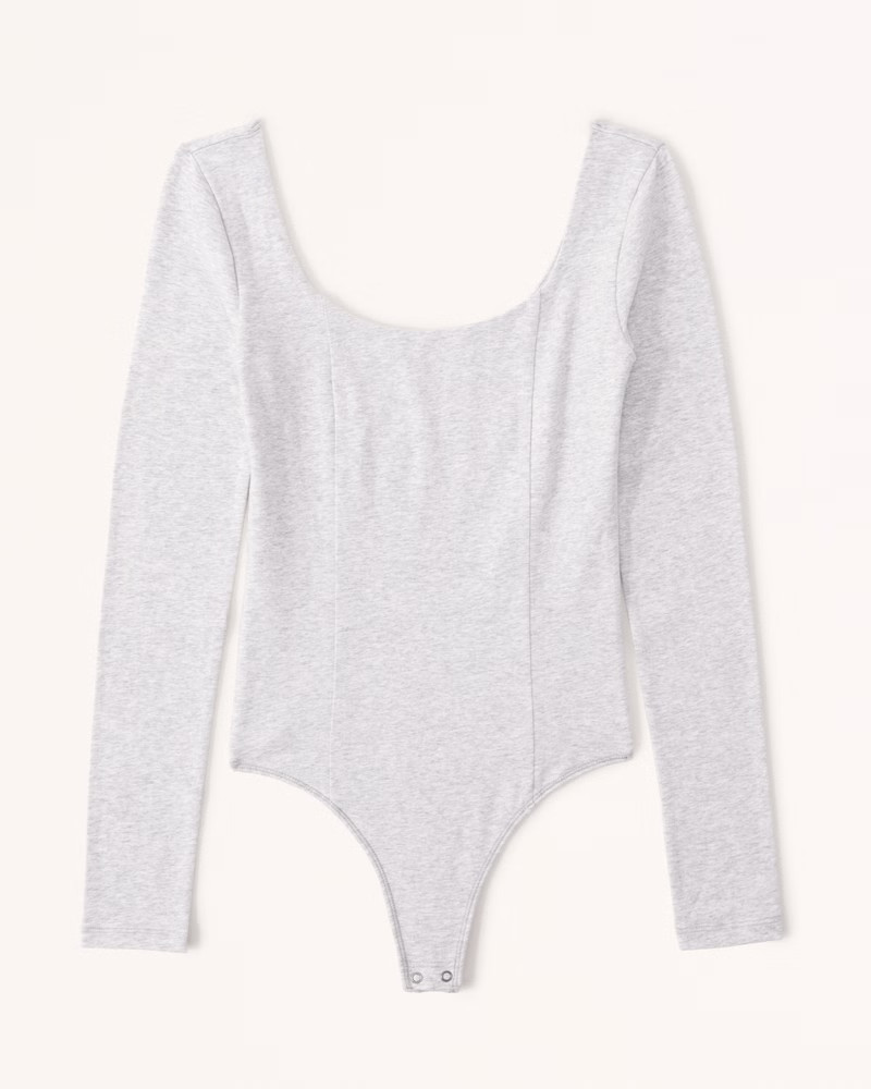 Long-Sleeve Seamed Scoopneck Bodysuit | Abercrombie & Fitch (US)