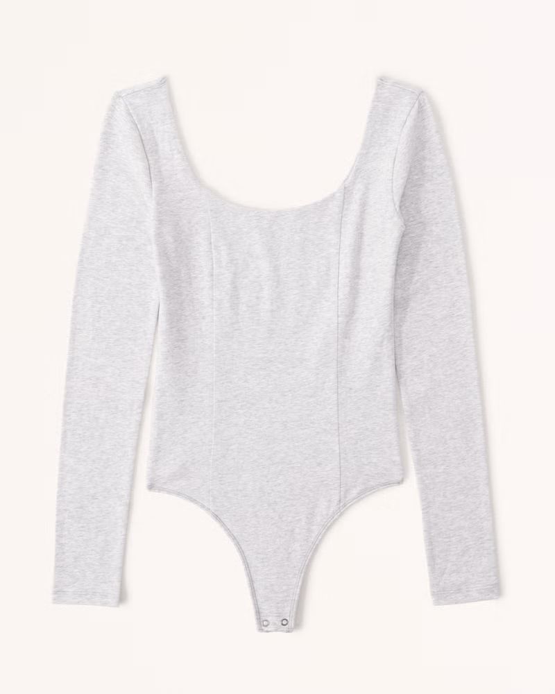 Long-Sleeve Seamed Scoopneck Bodysuit | Abercrombie & Fitch (US)