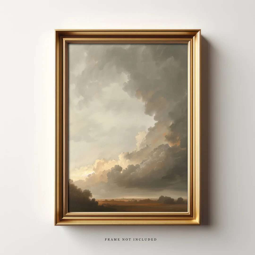 Vintage Cloudscape Art Print: Landscape Sky Painting | Etsy (US)