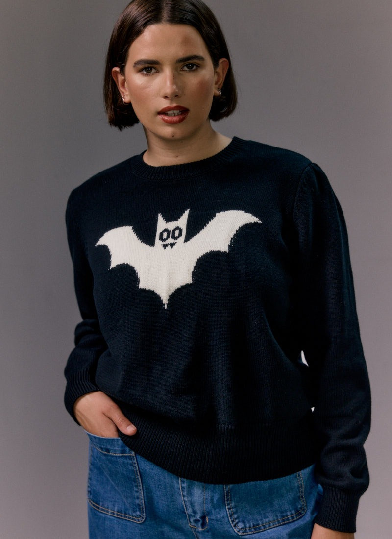 Sheila Bat Intarsia High Neck Knitted Jumper | Joanie