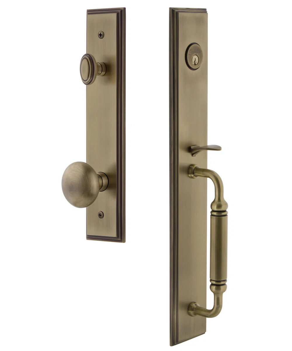 Carré One-Piece Handleset with Single Cylinder Deadbolt and C Grip with Fifth Avenue Knob | Wayfair North America