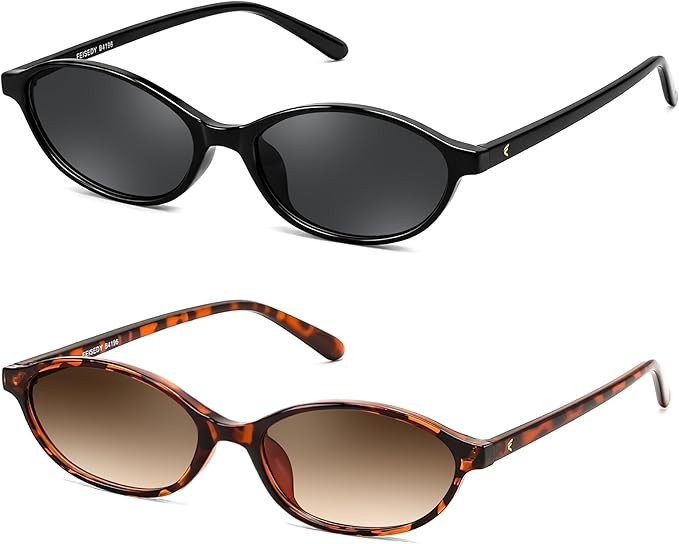 FEISEDY Retro Oval Sunglasses for Women Cat Eye 90s Lightweight Narrow Shades Trendy Sun Glasses ... | Amazon (US)