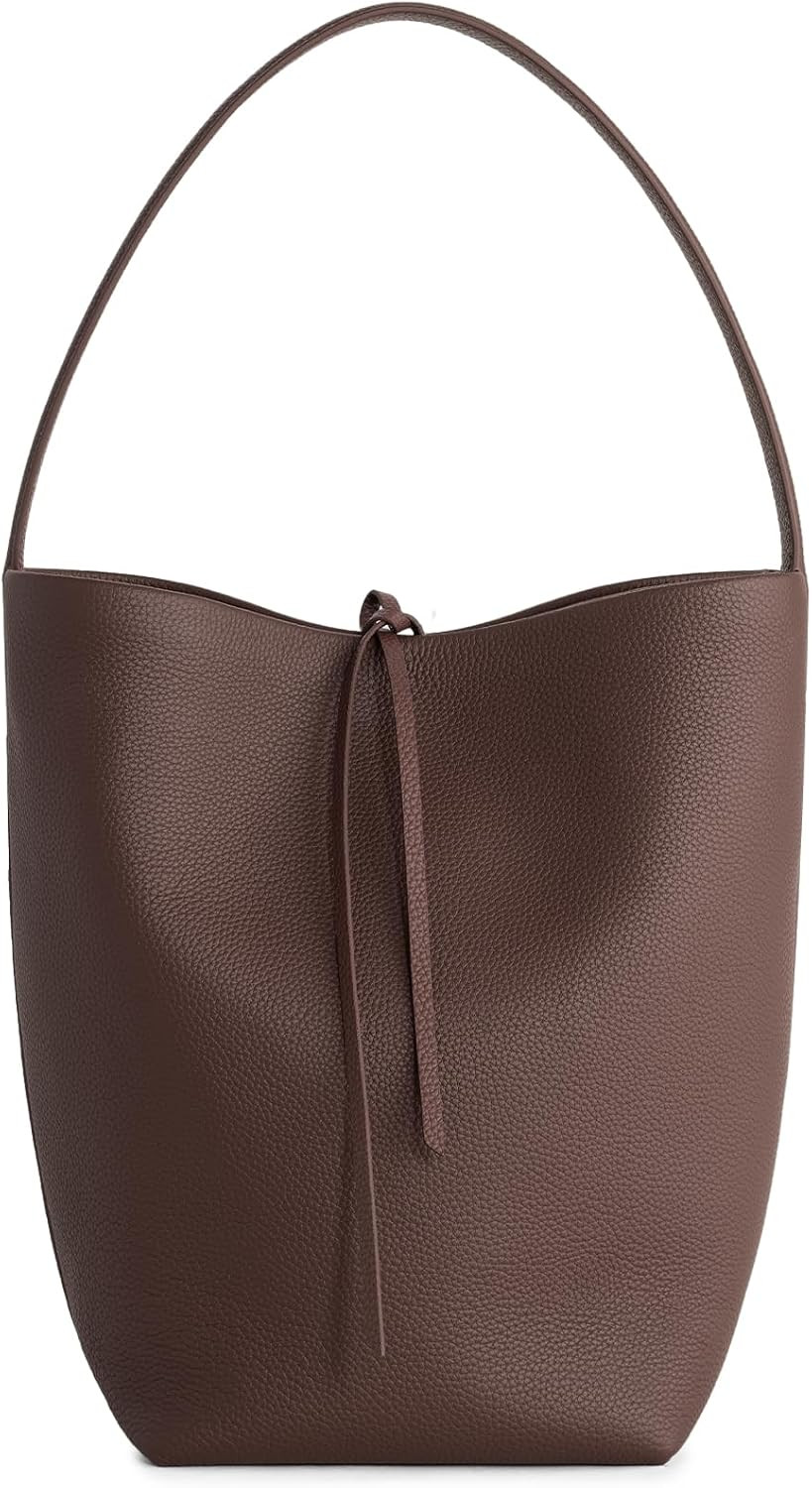 befen Genuine Leather Bucket Bag for Women, Soft Pebbled Shoulder Bag | Amazon (US)