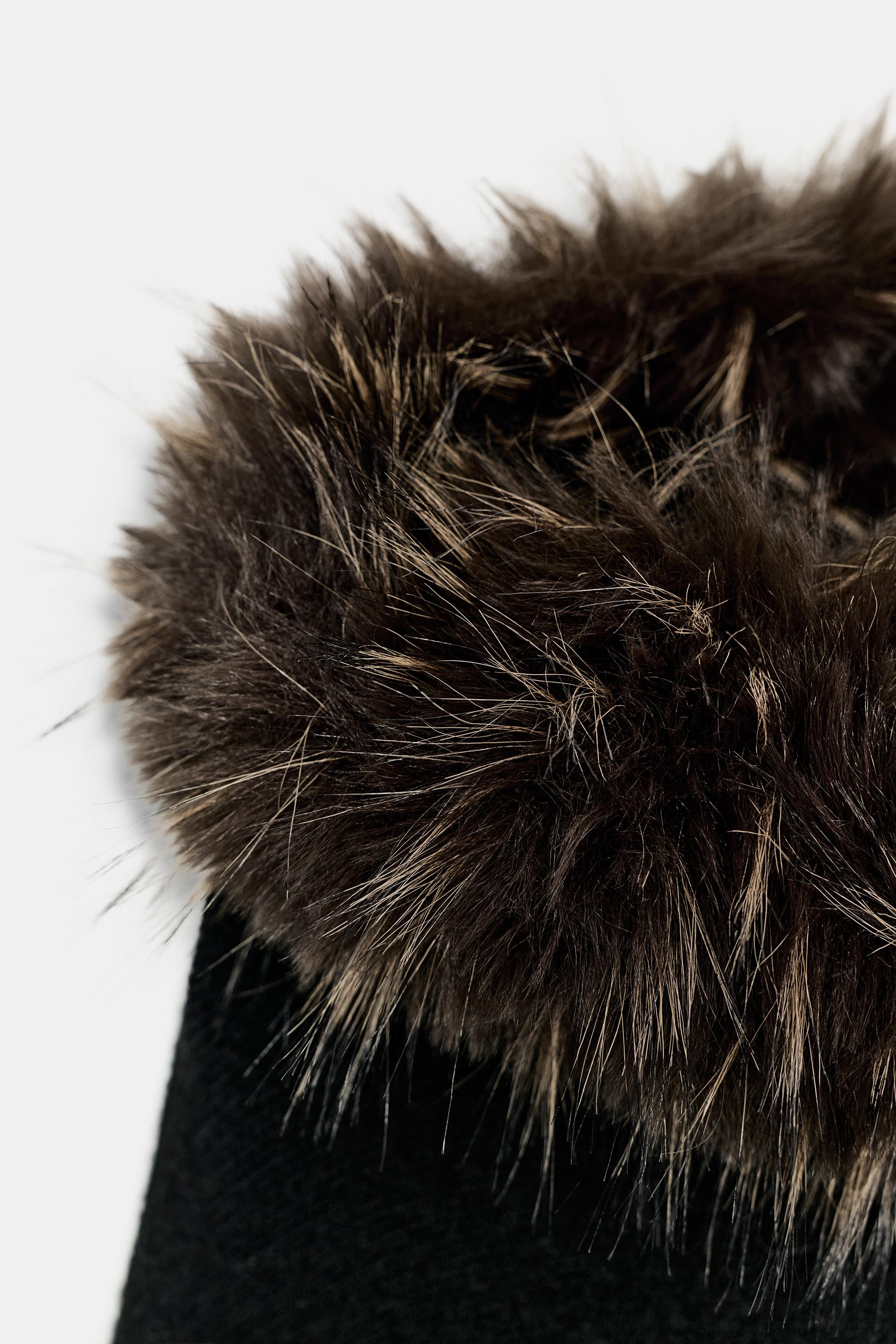 KNITTED CAPE WITH SHEEPSKIN | Zara UK