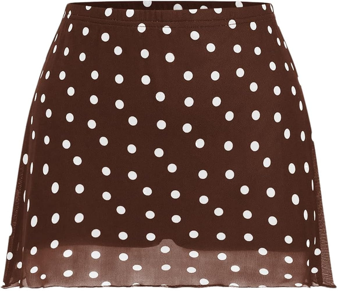 Verdusa Women's Polka Dots Mini Skirt Y2K Vintage Mesh Country Concert Outifits | Amazon (US)