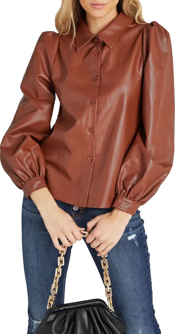 Faux Leather Button-Up Top | Nordstrom