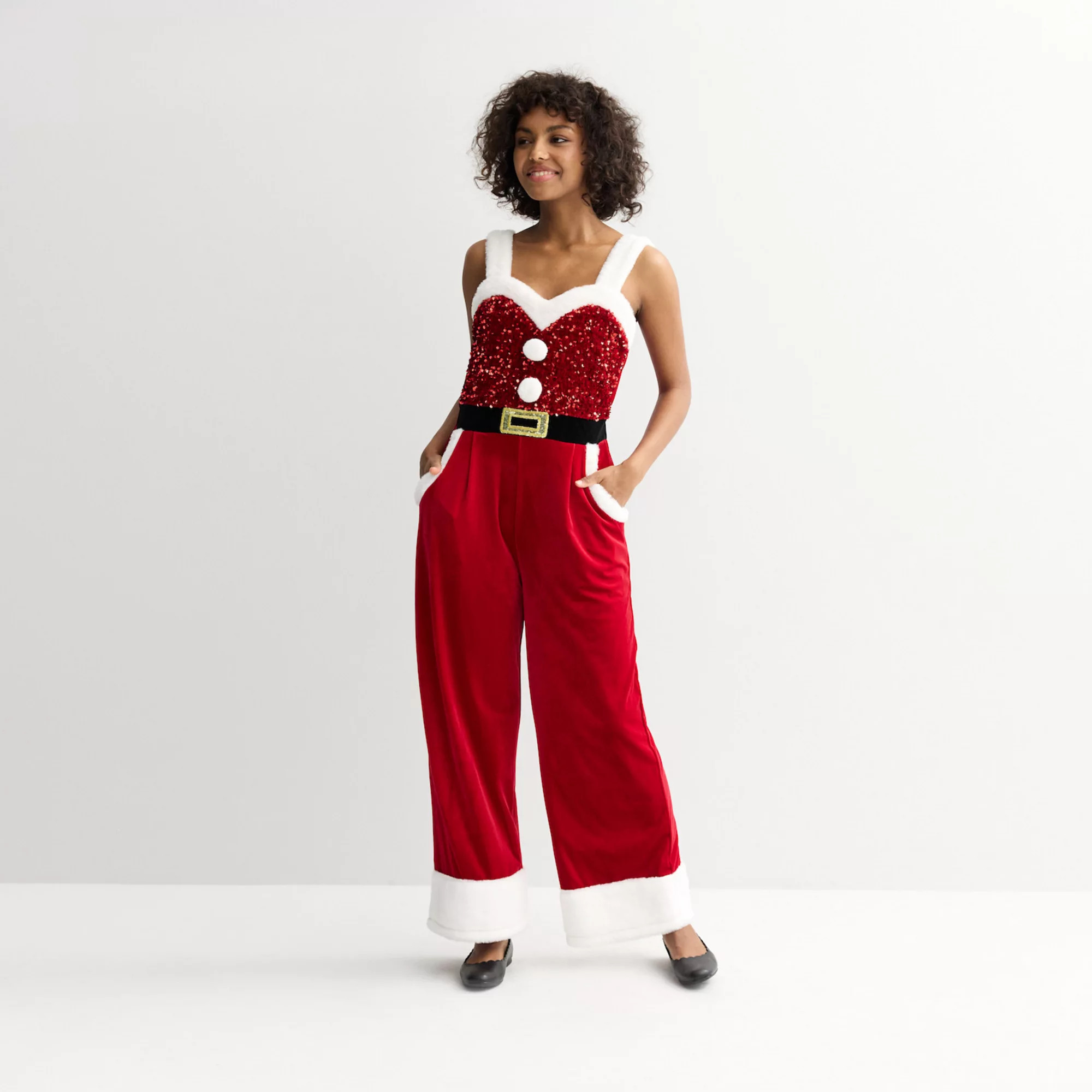 Women's Born Famous Sequin Santa Jumpsuit | Kohl's