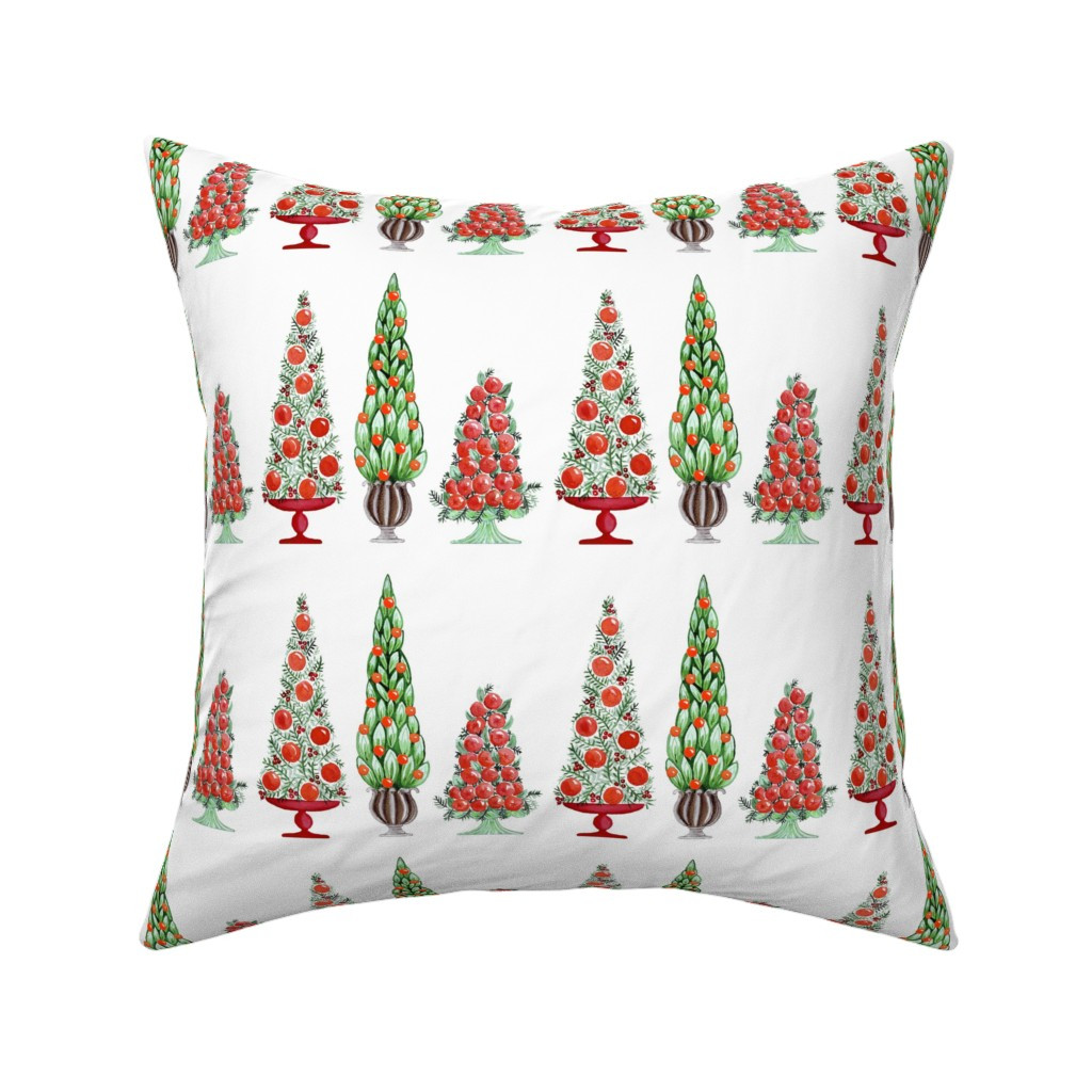 Christmas Topiary Towers-Vintage Decor Watercolor Throw Pillow | Spoonflower | Spoonflower