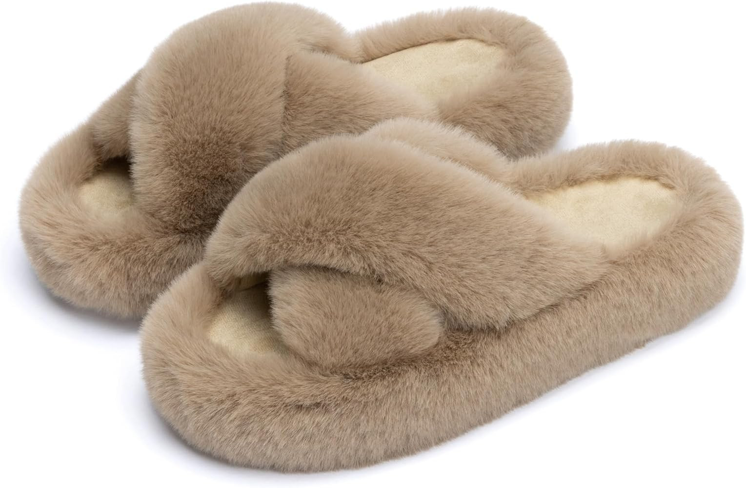 Women's Slippers Memory Foam House Bedroom Slippers for Women Fuzzy Plush Comfy Faux Fur Lined Slide | Amazon (US)