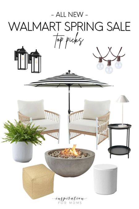 Outdoor furniture and accessories- all on sale! 

Dining chairs, umbrella, outdoor sconces, fire pit, outdoor pouf, rechargeable table lamp, string lights, cooler side table 

#LTKhome #LTKSeasonal #LTKsalealert