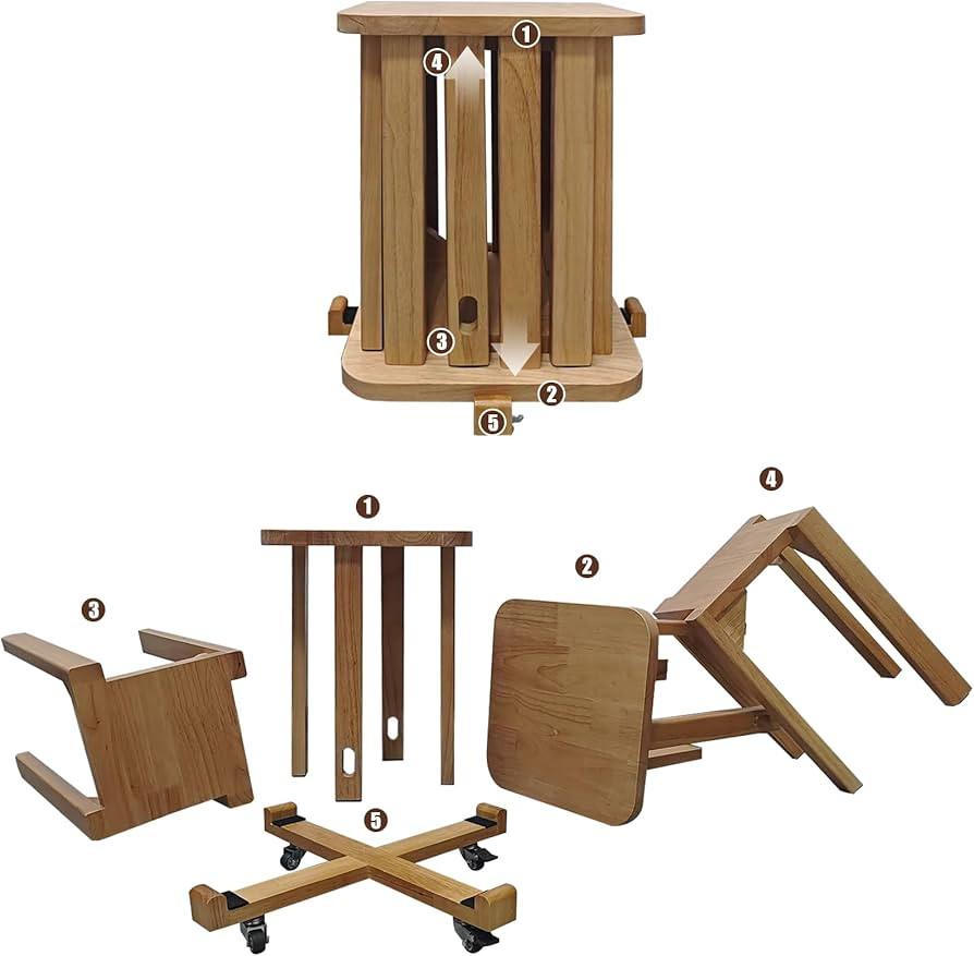 AMSXNOO Stackable Stools Set of 4, Wooden Stacking Stools with Wheels, Multifunctional Solid Wood... | Amazon (US)