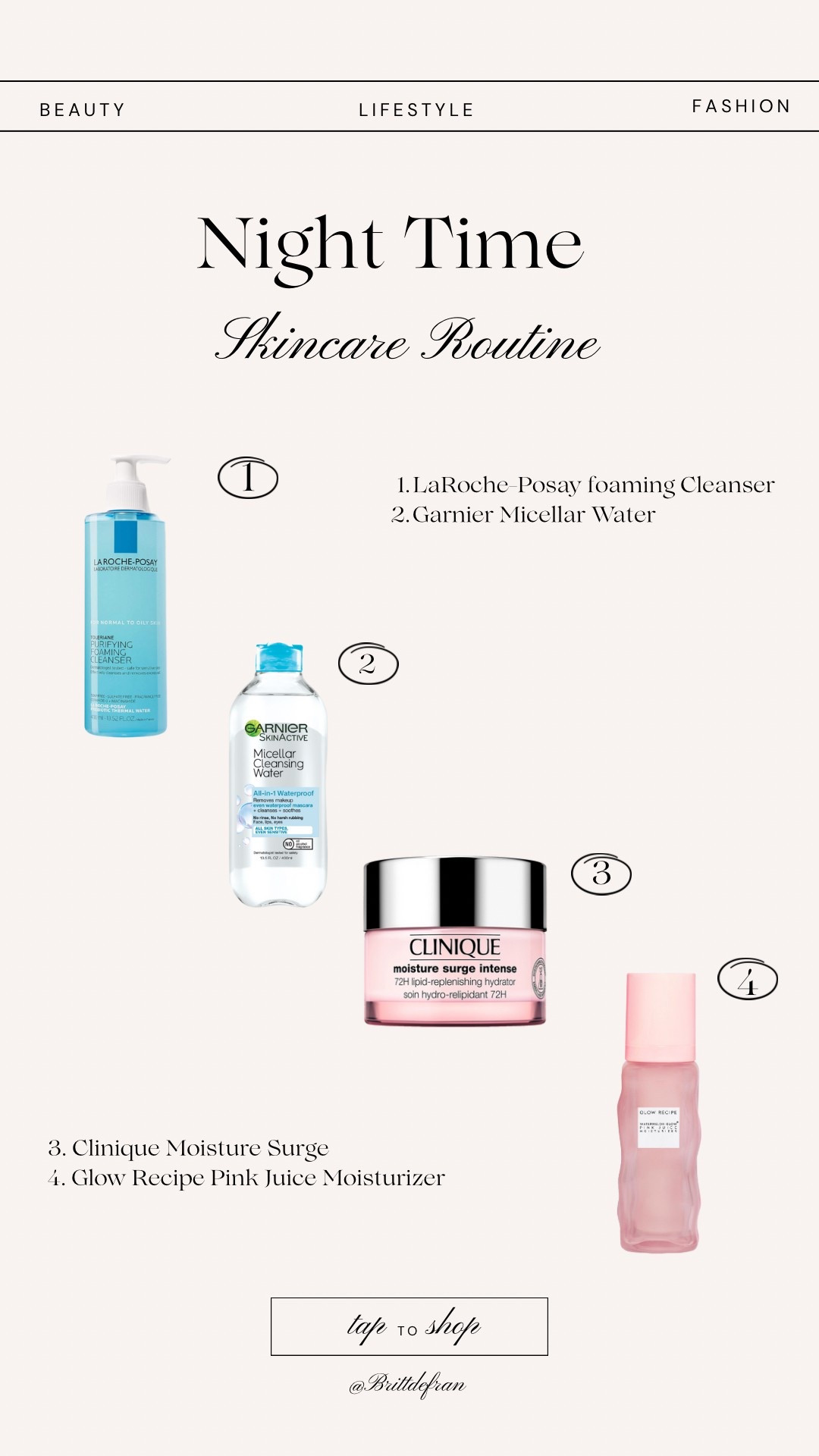 A simple 4 step Nighttime Skincare Routine 🧖🏽‍♀️🫧✨🤍

#LTKBeauty #LTKItBag #LTKU