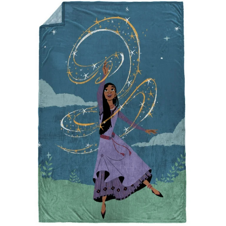 Disney Wish Kids Plush Bed Blanket, Twin, 62 x 90, Blue and Purple | Walmart (US)