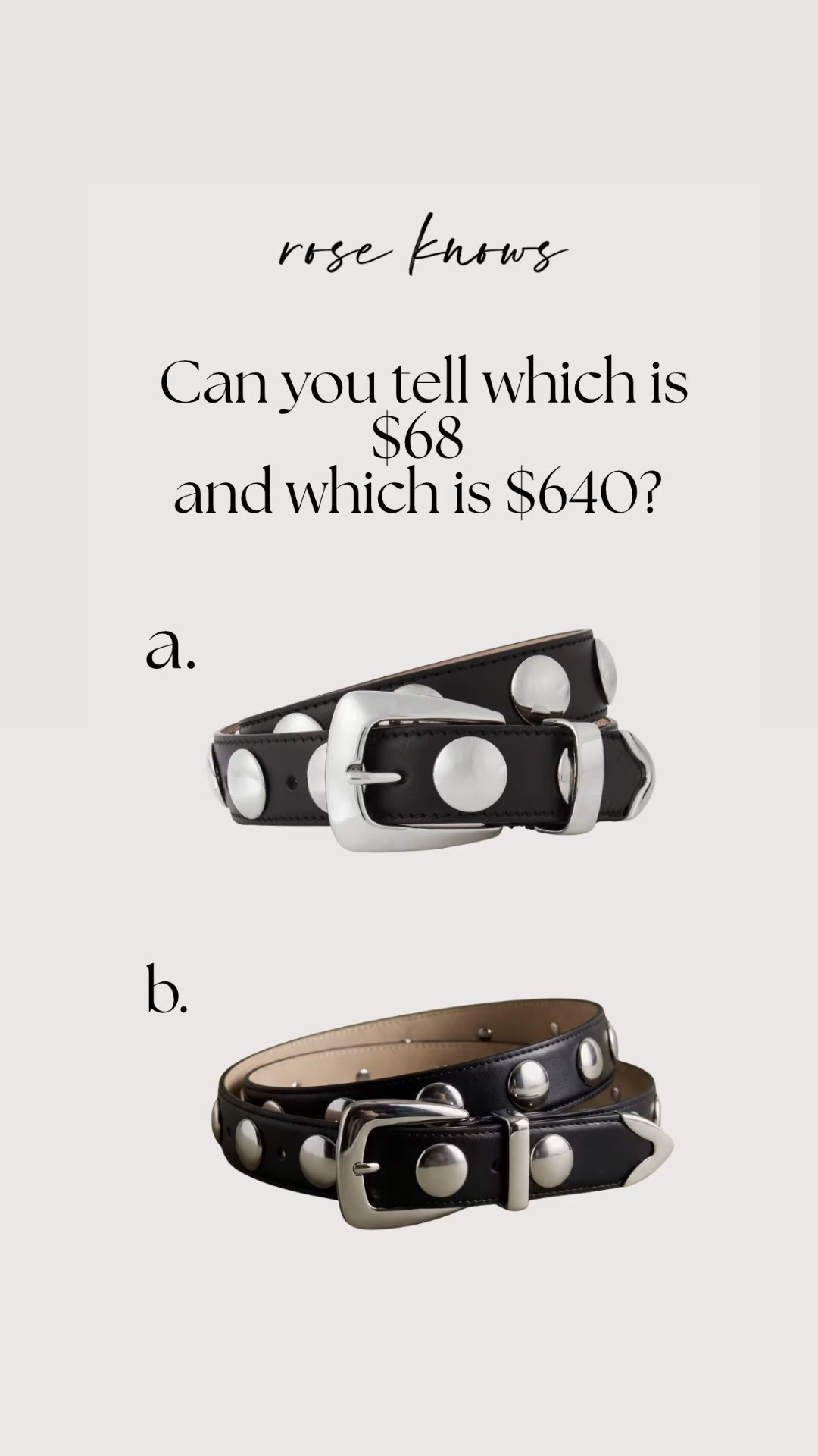 Amazing quality leather belts but one is $68 and the other is $640! Can you tell the difference?
More colors and sizes in both 🔗👇