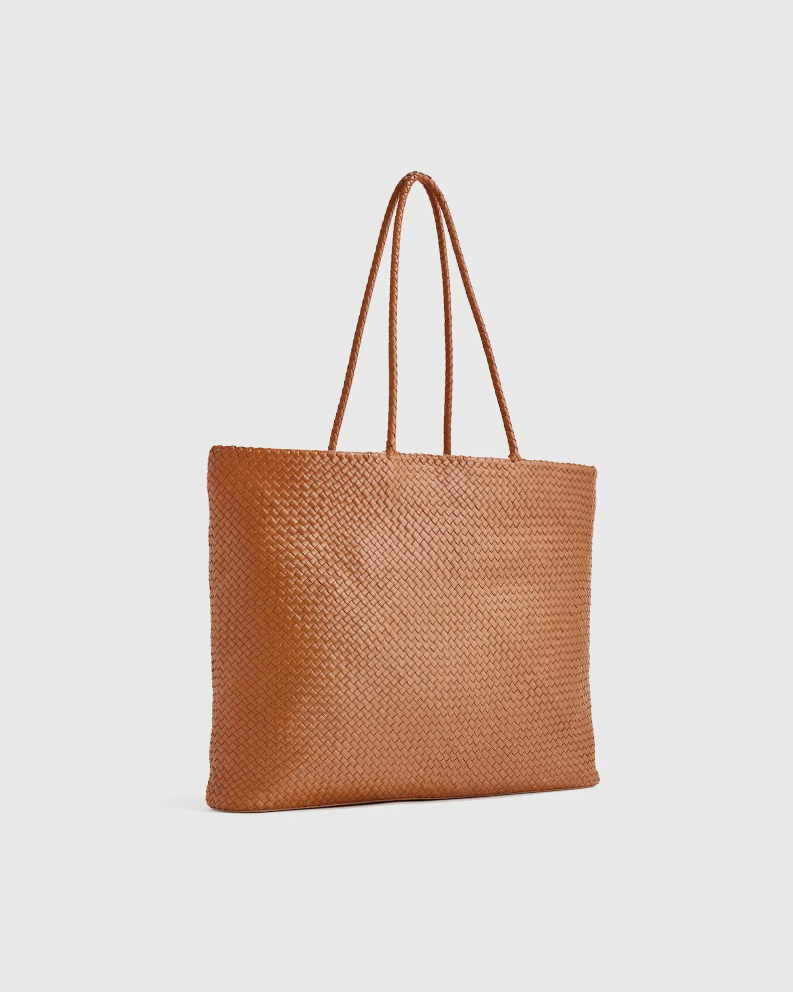Italian Leather Handwoven Tote in Cognac | Quince