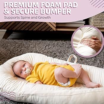 PharMeDoc Baby Lounger for Newborn, 100% Breathable Organic Cotton & Velour Reversible Cover - Ne... | Amazon (US)
