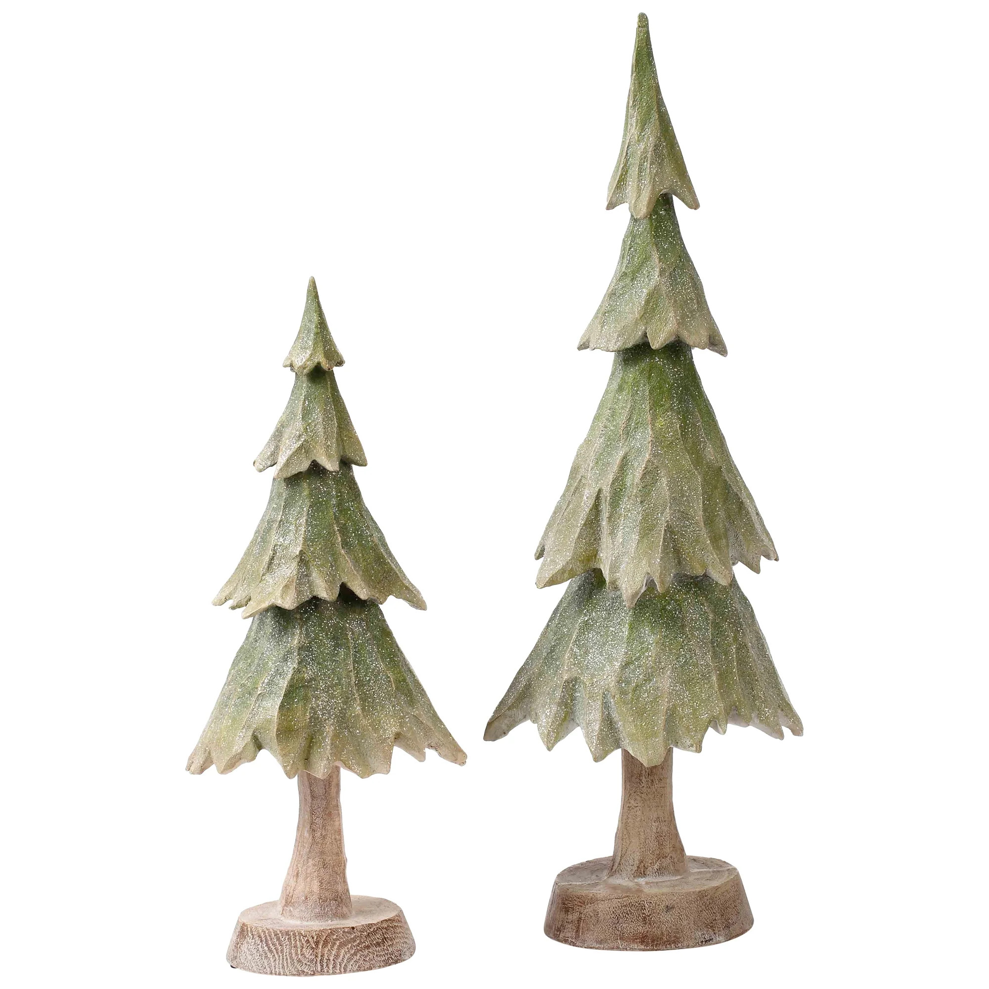 19.5" Green and Brown Textured Wood Grain Tabletop Christmas Tree | Walmart (US)