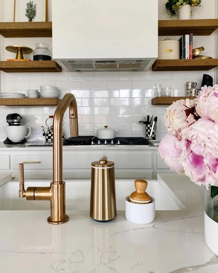 Kitchen decor including a sensor soap dispenser we love. Makes it easy to wash your hands and I love how it comes in a variety of finishes  

#LTKhome #LTKstyletip