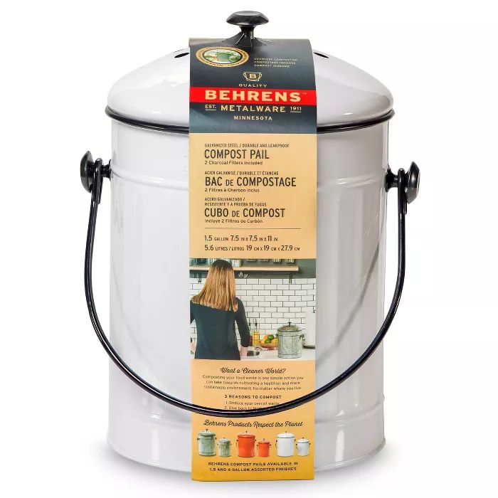 Behrens Small 1.5gal Galvanized Compost Can - White | Target
