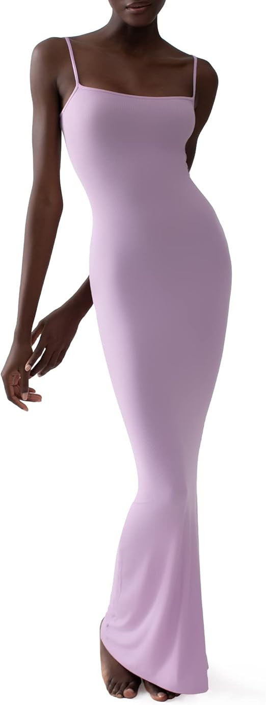 PUMIEY Women's Sexy Slip Maxi Dress Soft Lounge Ribbed Bodycon Dresses | Amazon (US)