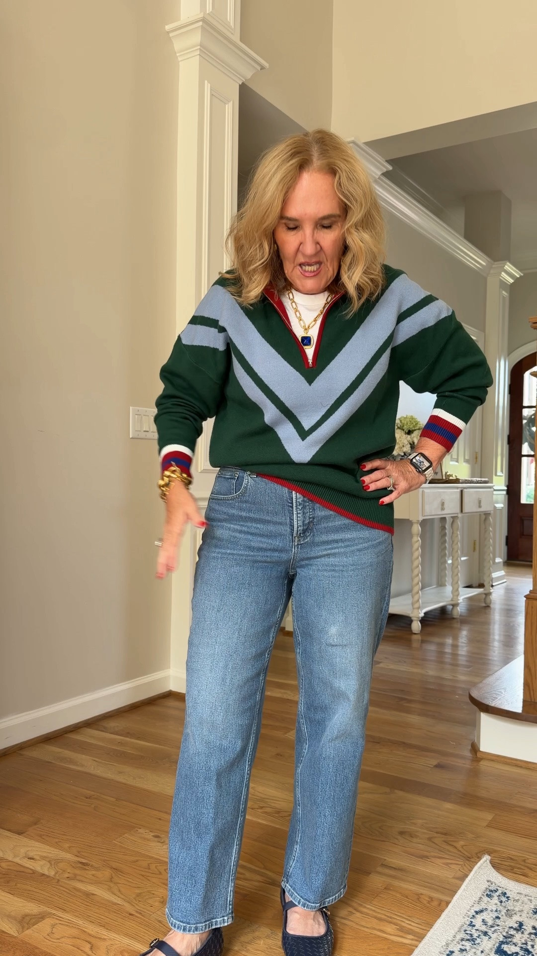Available a BOGO 50% off linking a few faves I wear a medium/29 in all of our
The jeans are spanks petite medium
Mary Jane Flatts are true to size￼