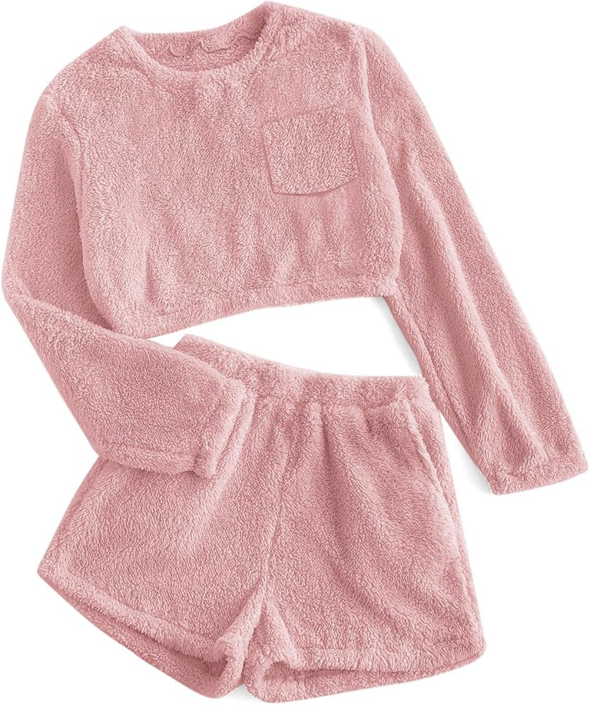 Mafulus Girls Pants Sets Two Pieces Kids Comfy Lightweight Long Sleeve Fleece Sets with Pockets | Amazon (US)