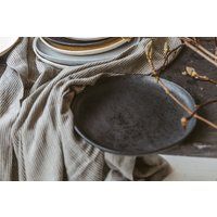 Large Black Dinner Plate, Handmade Pottery Stoneware Minimalist Plate, Organic Tableware, Rustic Din | Etsy (US)