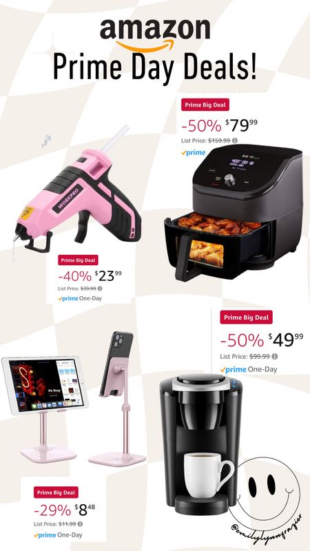 Prime Day deals! 

Hot glue gun - 40% off
Phone stand - 29% off
Air Fryer - 50% off
Keurig - 50% off 

#LTKHolidaySale #LTKxPrime #LTKGiftGuide