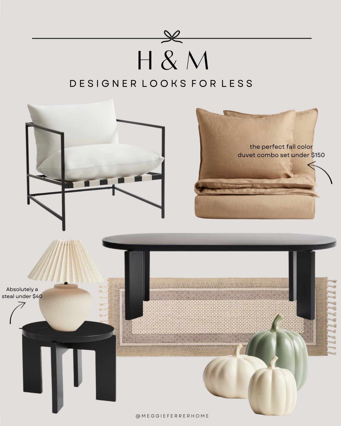 These H&M Home finds are giving major designer vibes… but without the price tag 🤍 

From the chic accent chair to the dreamy fall duvet set (under $150!) and even the prettiest lamp for under $40, these are pieces that look luxe but keep your budget happy.



#hmhome #designerlookforless #budgetfriendlydecor #modernorganic #cozyhomevibes

#LTKHome #LTKSaleAlert #LTKFindsUnder100