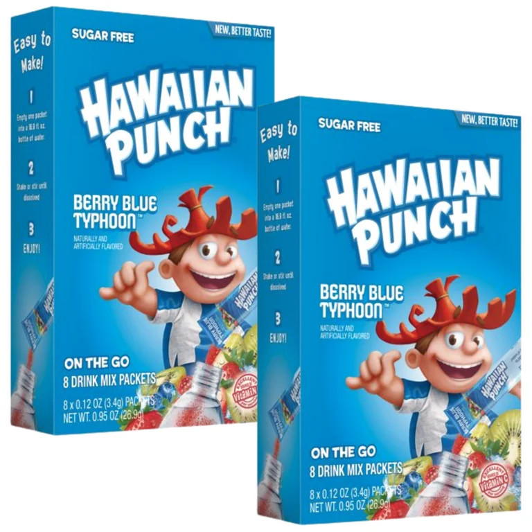Hawaiian Punch Singles To Go Powder Sticks, Water Drink Mix, Berry Blue Typhoon,  Sugar-Free Low-... | Walmart (US)