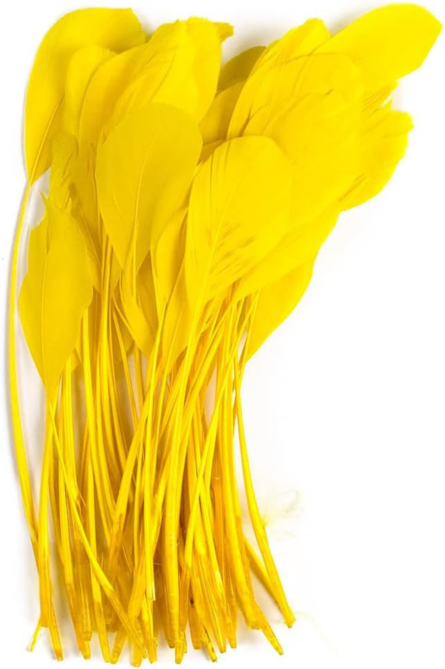 FEARAFTS White Goose Feathers for Crafts Hats Making Fascinators Decoration Pack of 50 (Yellow) | Amazon (US)